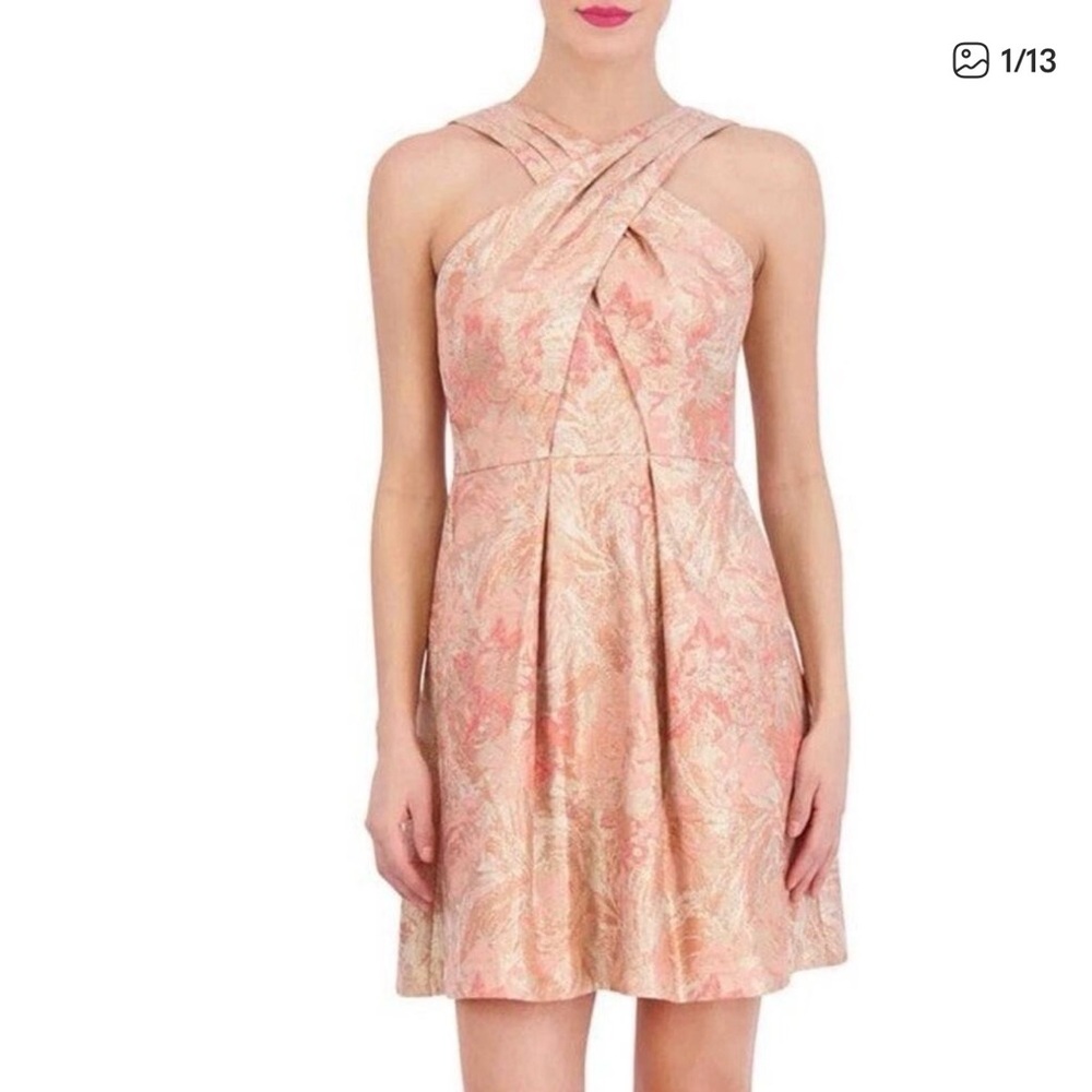 Vince Camuto Cross-Front A-Line Peach Dress
